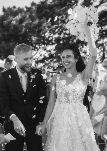Ines-Sarah with her husband, Konrad Laimer, on their wedding day.
